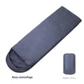 Navy blue envelope-style camping sleeping bag for adult outdoor use with hollow cotton fibre filling