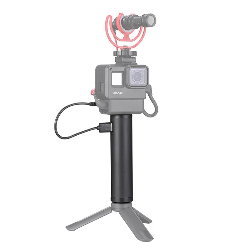 Black aluminium alloy portable charging handle power bank with 6800mAh capacity