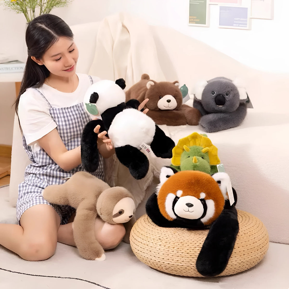 Plush stuffed toy panda koala sloth bear doll available in 30cm, 45cm, and 65cm sizes