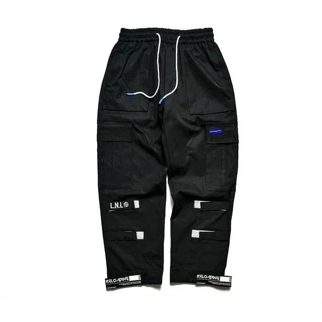 VantageGo cotton streetwear joggers in Black and Grey, sizes M to 2XL, with centimetre size chart