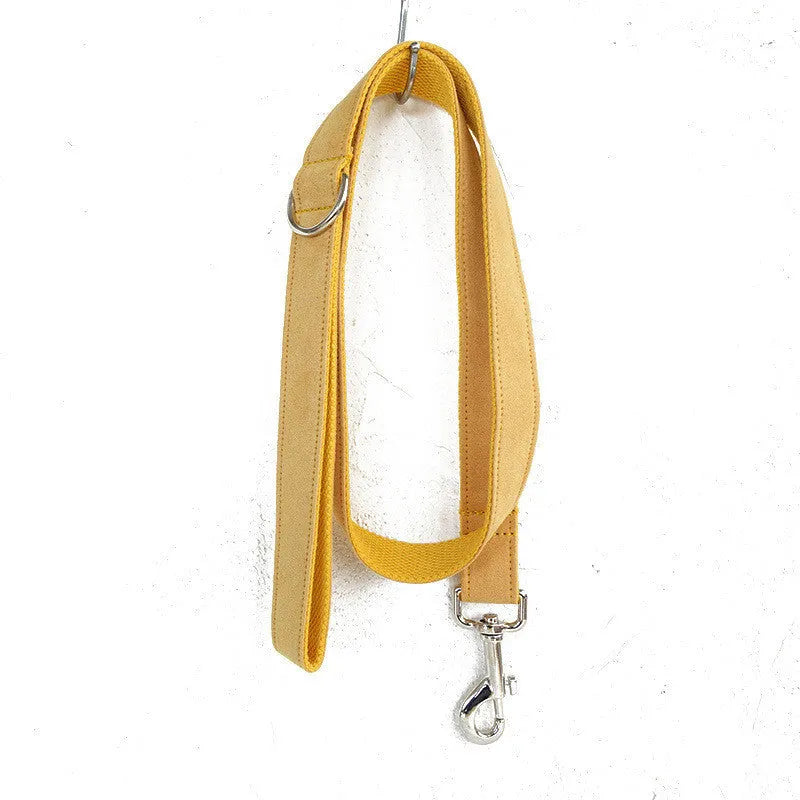 Nala yellow polyester pet dog collar traction rope for walking and training