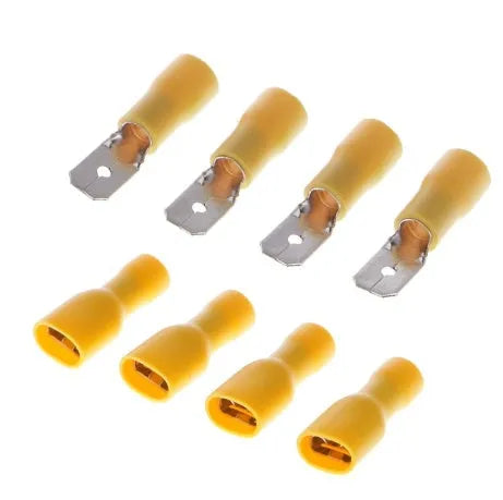 Fully insulated male and female spade terminals, FDFD1-250, red and yellow, 50 pairs