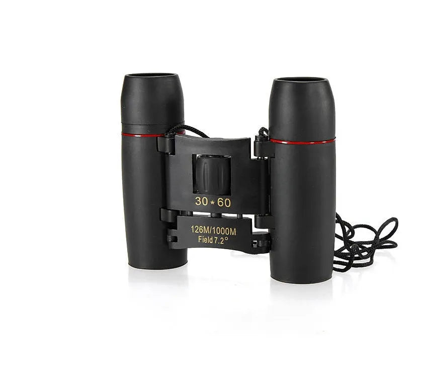 30x60 HD foldable binoculars black colour unfolded view showing lenses