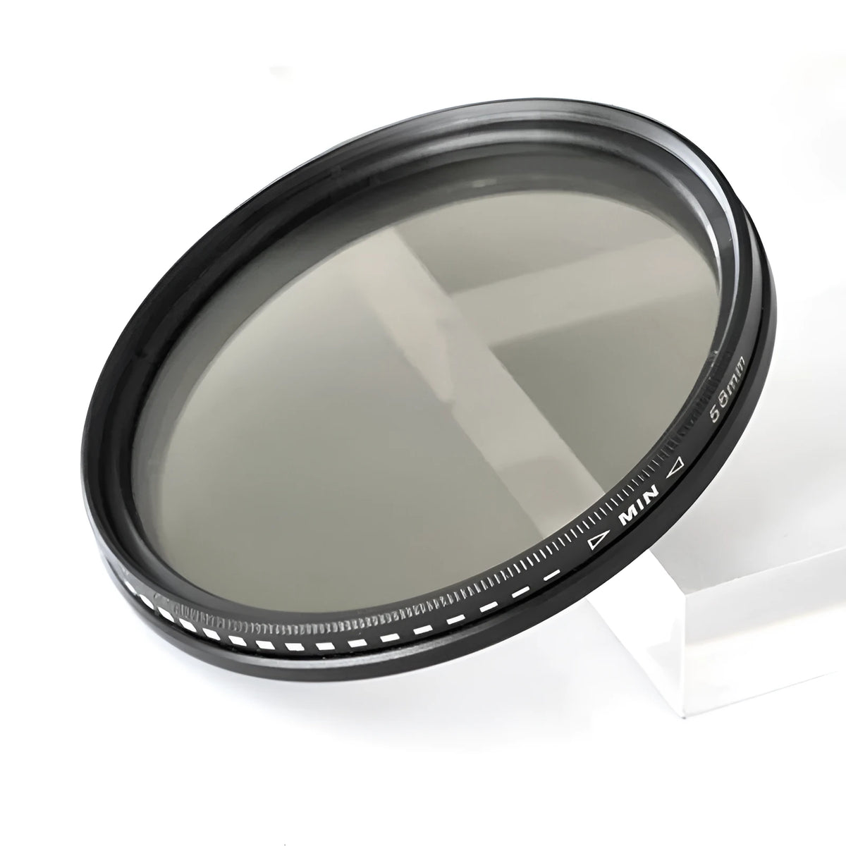 Variable neutral density camera lens filter with multi-diameter thread sizes from 37mm to 95mm for ND2-ND400 light control.