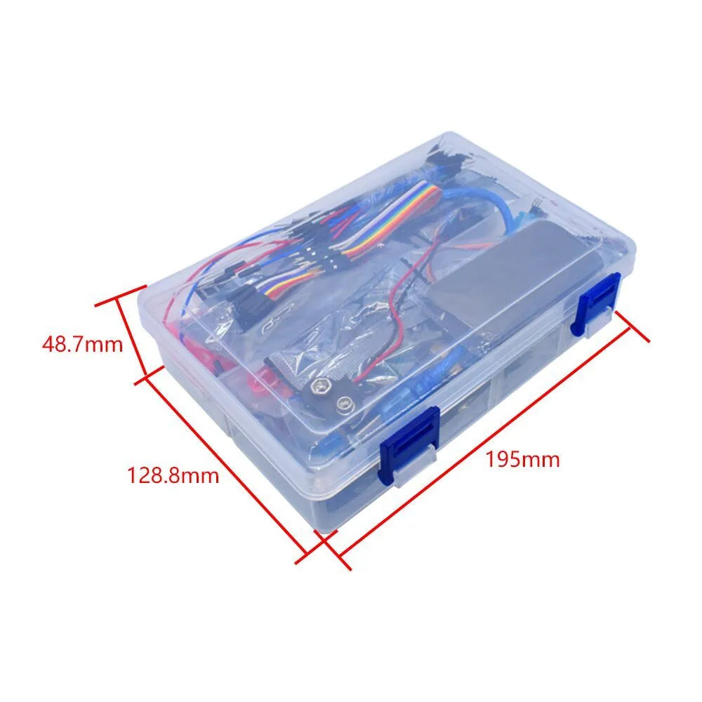 RFID upgraded Arduino starter kit with UNO R3 board, stepper motor, servo, breadboard, and modules