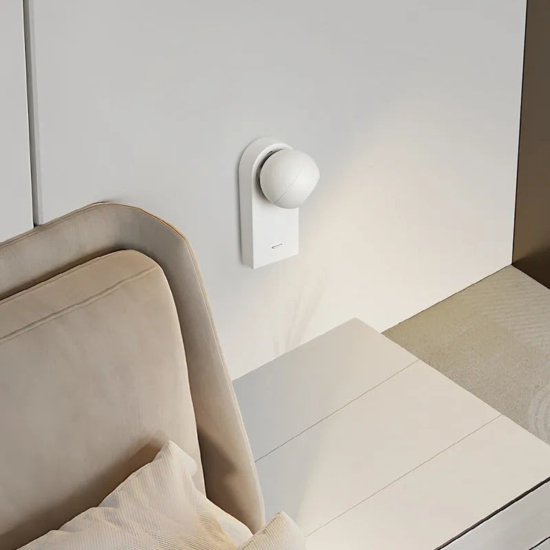 Modern rotatable 7W LED wall lamp in sand white finish for bedside use