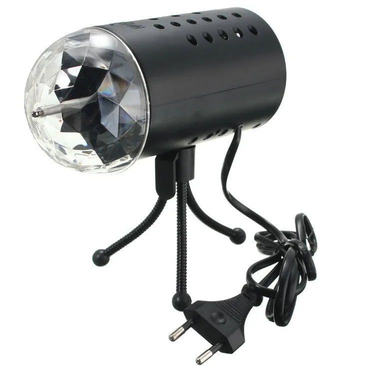 3W full color LED voice controlled rotary RGB stage light with black plastic shell