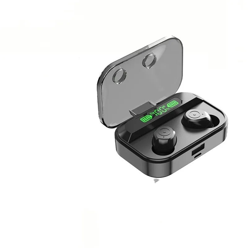 TG01 wireless Bluetooth headset black binaural earplug design voice control button