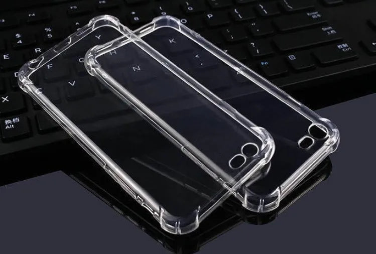 Transparent TPU shockproof back cover case for iPhone on a table