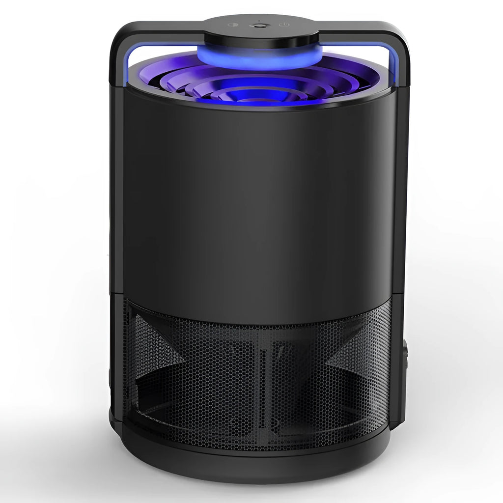 Black ABS intelligent light control mosquito killer lamp, 13cm x 14cm x 20.6cm, 220V 5W indoor insect trap