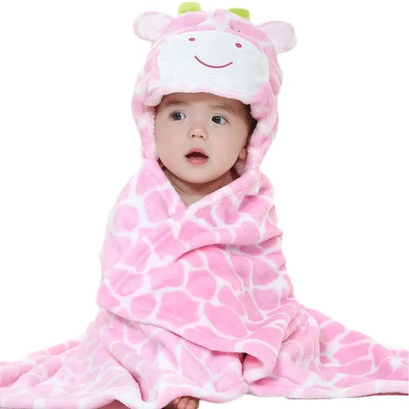 White flannel baby bath towel, 75cm by 95cm without hat, multifunctional flannel wrap