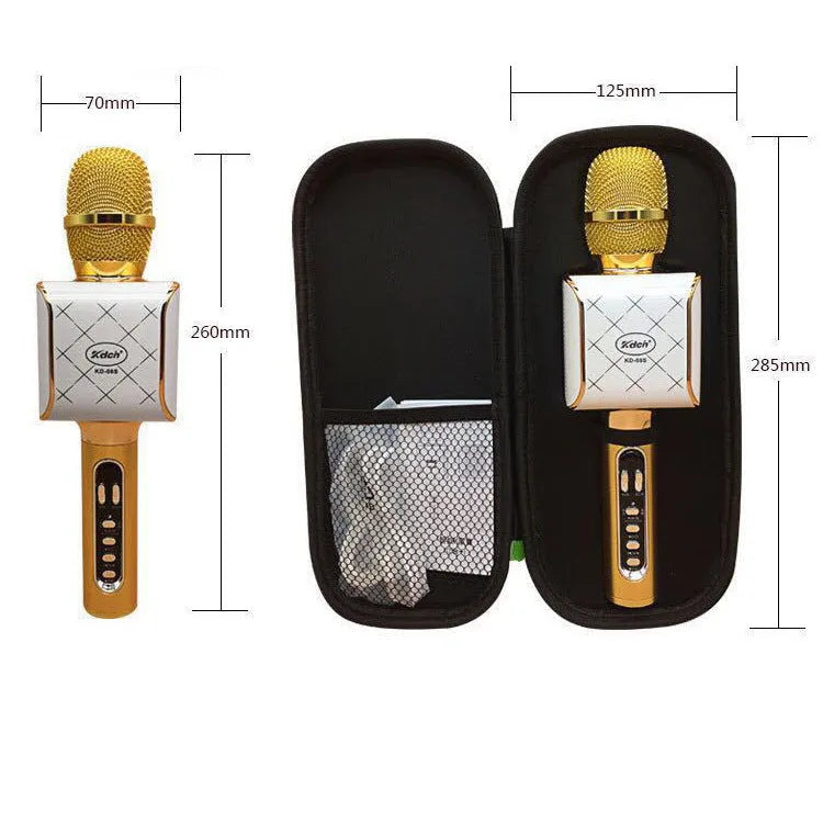KD-08S car karaoke microphone in rose gold, gold or black with Bluetooth, TF card and USB playback