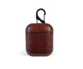 Leather protective case for Apple AirPods charging case in black, brown, red, and light brown options.