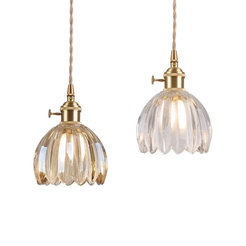 Vintage glass flower chandelier with Nordic design for bedside ceiling lighting