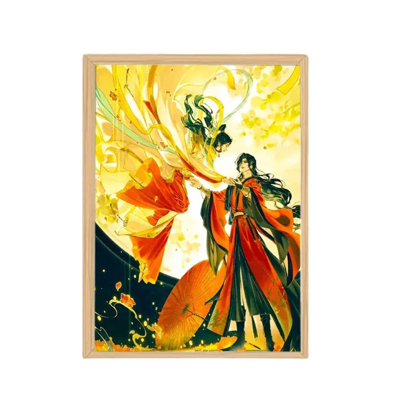 Xie Lian light painting in solid wood frame with PP paper picture, 23 x 17 cm or 31 x 22 cm, USB or rechargeable