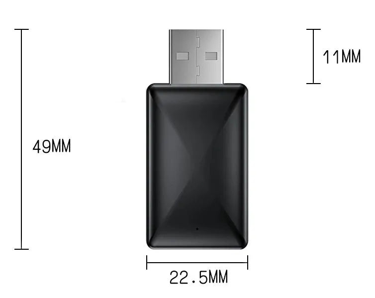 Two-in-one wired to wireless car interconnection box in black ABS with USB and Type C interfaces