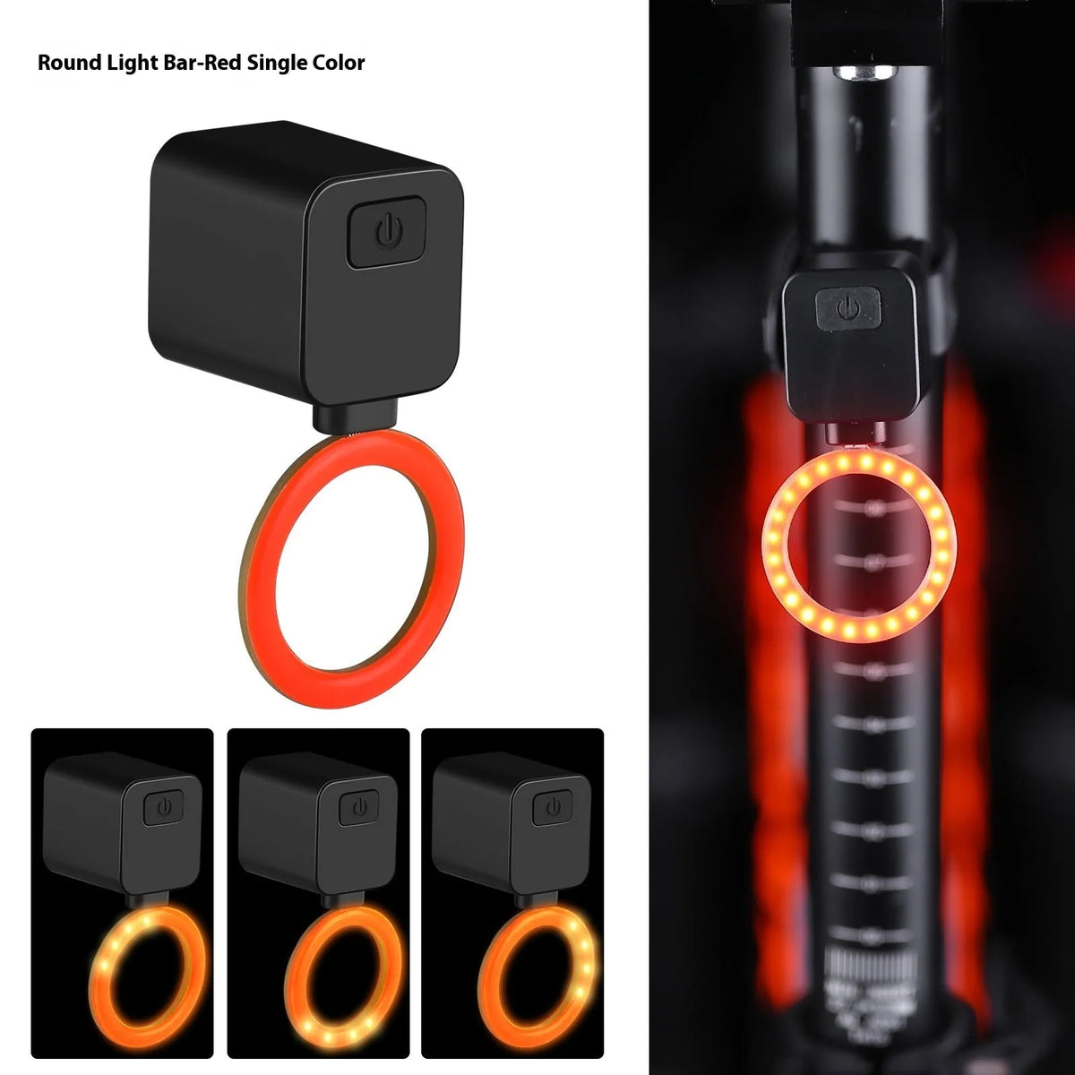 Bicycle rear taillight with running water LED pattern mounted on seat tube