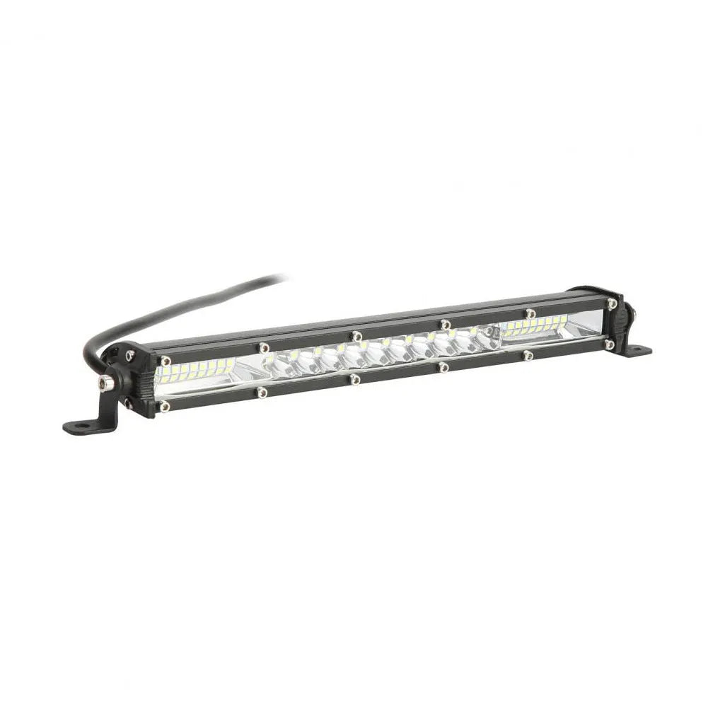 Ultra-thin single row white LED strip light bar with aluminium housing for vehicle roof mounting.