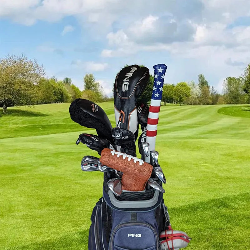 Black PU leather golf club head cover push rod sleeve case