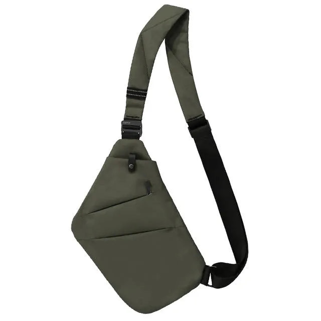 Canvas chest bag crossbody one shoulder 31x20x1cm 190g in smoke black and silver grey