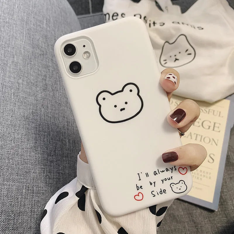 Ins Bear soft silicone iPhone back cover case with a Korean cartoon bear design.