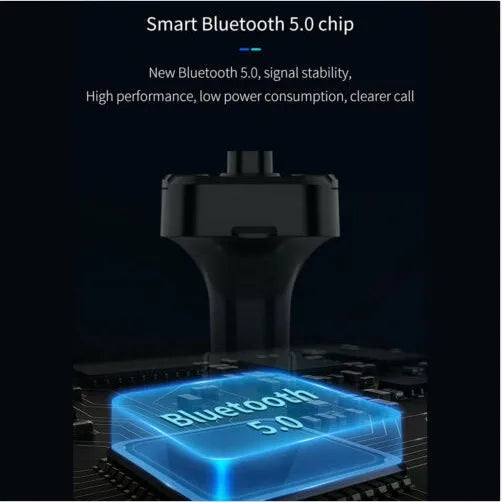 Black car MP3 player Bluetooth FM transmitter with LED dot matrix screen, ABS body, 46X47X82mm