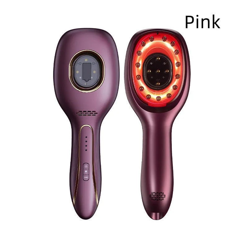 Red and blue light hair growth comb by USB cable, 82x235x41mm, pink purple white colours
