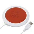 High temperature USB heated coaster in black, blue, and orange colour options
