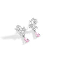 Silver butterfly stud earrings with crystal accents on 925 silver posts