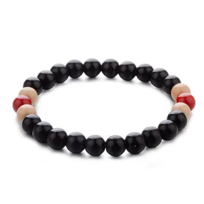Natural lava stone healing bracelet with beaded design for essential oil absorption