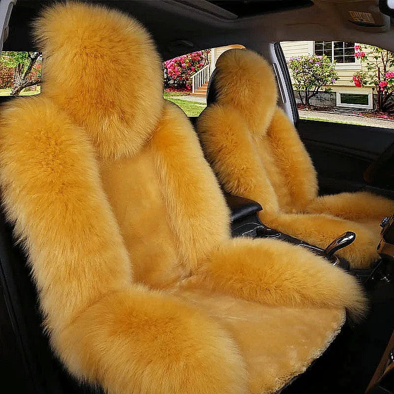 Wool and cashmere single-seat car cushion with cotton filling, shown in a choice of six colours
