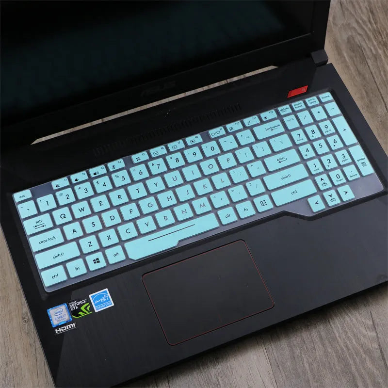 ASUS Flight laptop keyboard protective film cover in multiple colour options showing translucent and gradient designs