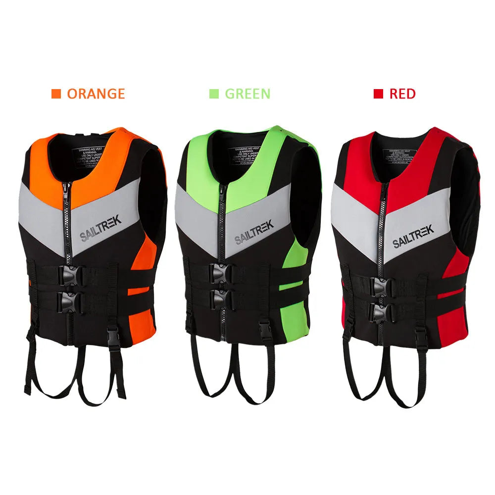 Professional life jacket thickened buoyancy neoprene red orange green S-XXL