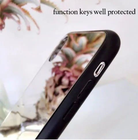 Black iPhone mirror phone case showing reflective surface, compatible with iPhone X and 7/8 Plus models.