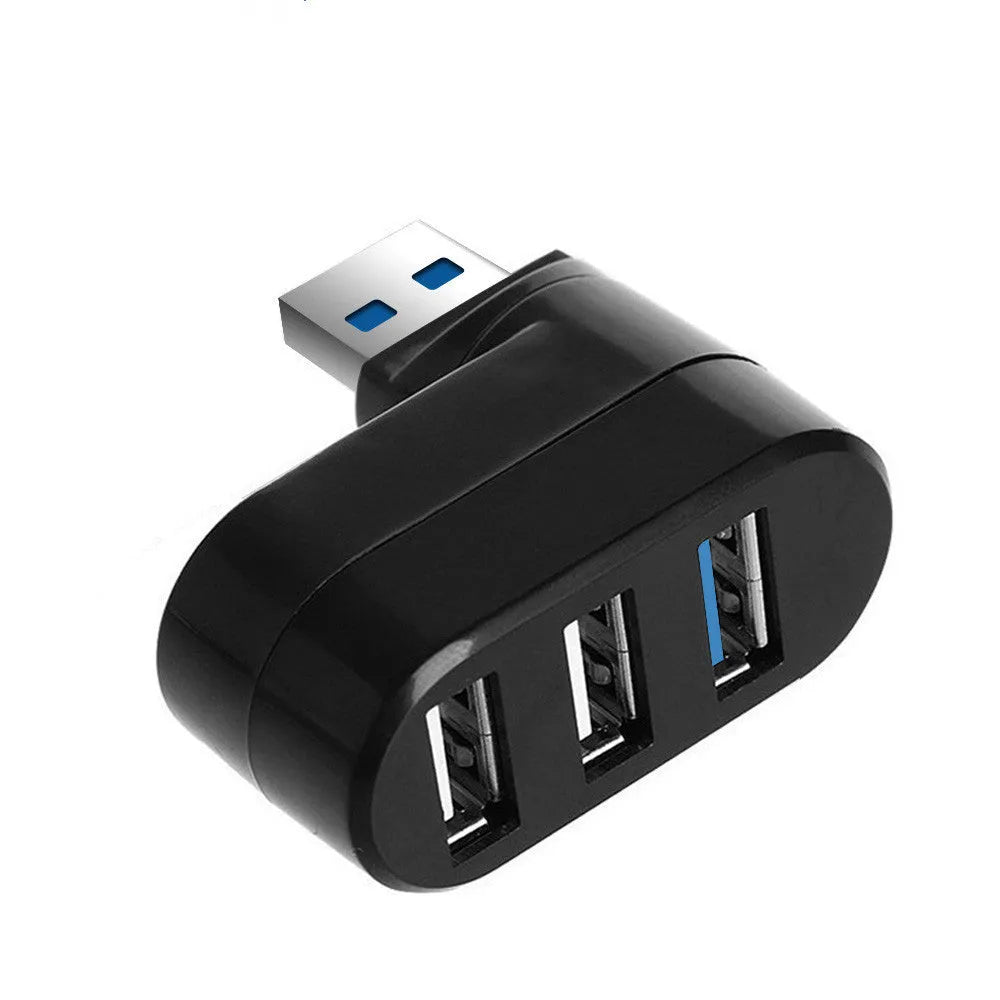 Black or white USB 3.0 rotary hub with four ports measuring 15.5cm