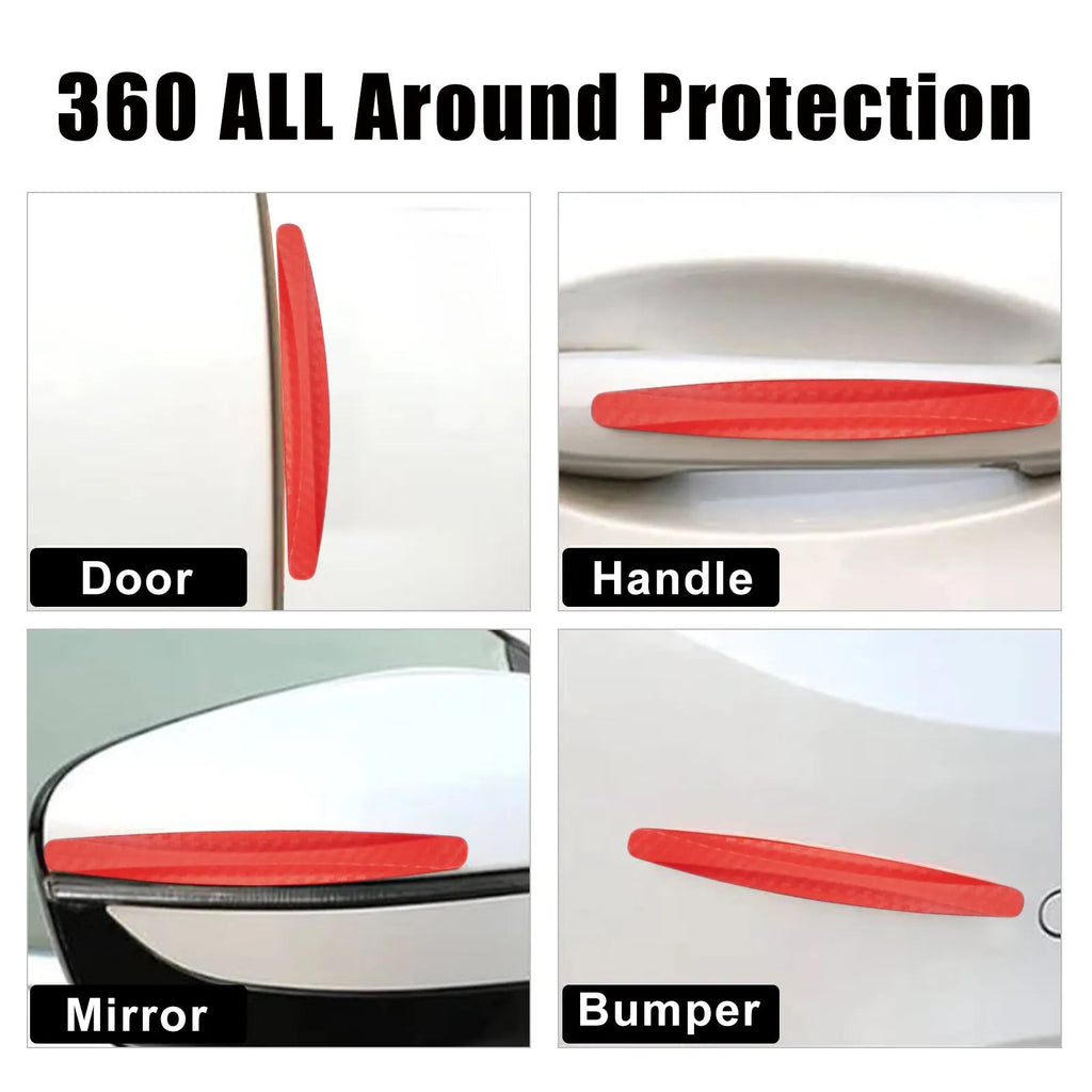 Four car anti-scratch strips, each 13cm x 1.5cm, made from polyvinyl chloride for car body protection.