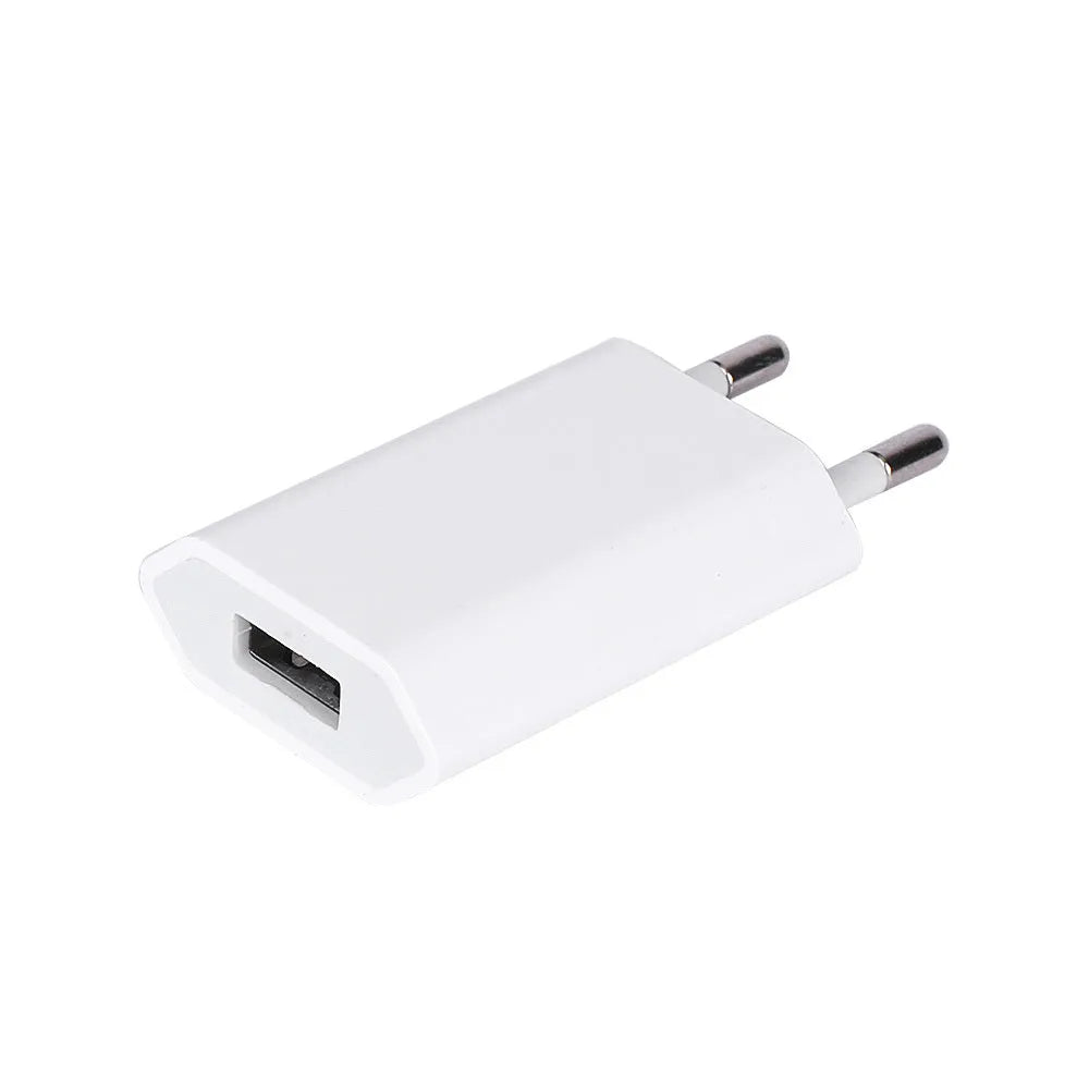 USB travel charger with charging cable compatible with iPhone and iPad models