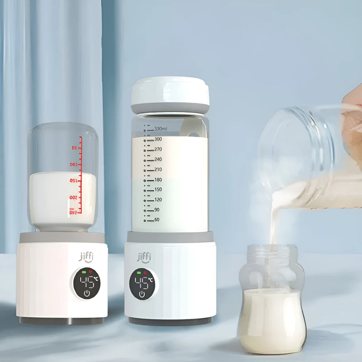 White 4th generation portable milk warmer, 350ml, 9000mAh, with USB cable and food grade stainless steel interior