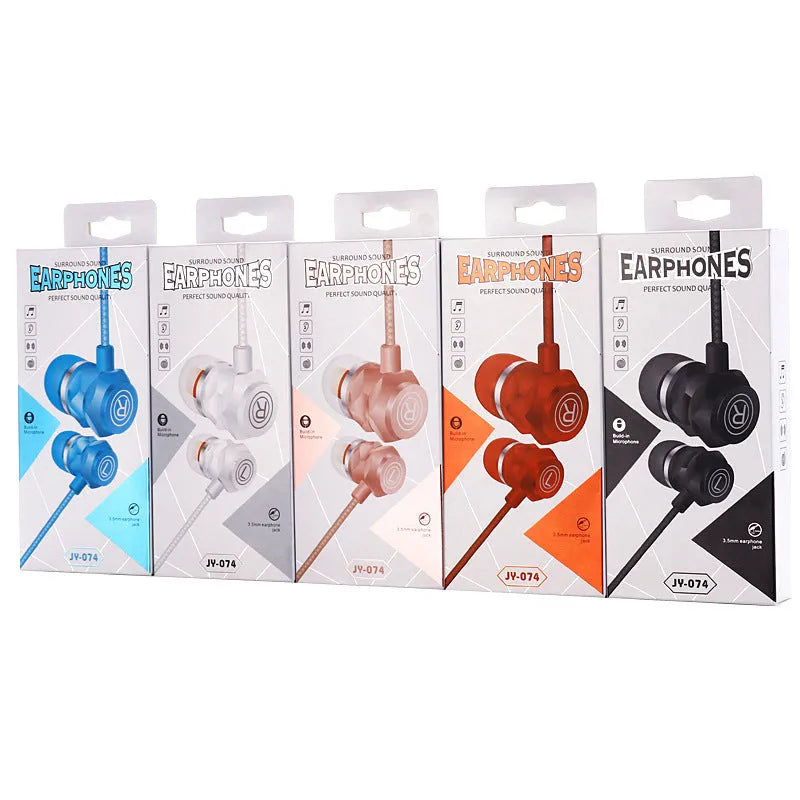 Wired in-ear headset with microphone, 3.5mm in-line plug, 1.8m cable, black blue pink red white