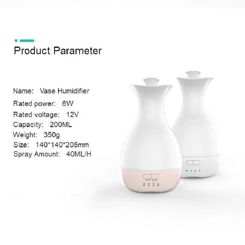 White ultrasonic aromatherapy diffuser with colourful night light and 200ml water tank