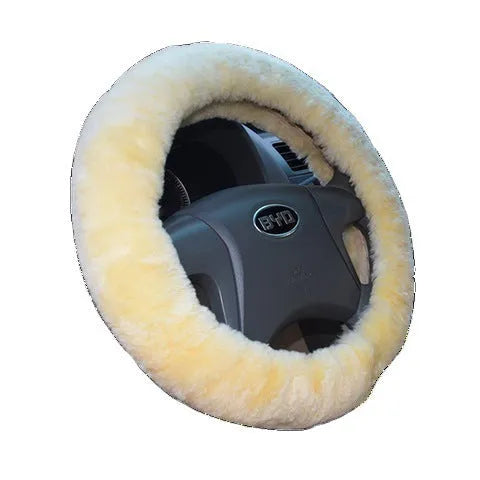 Wool blend steering wheel cover and matching handle covers in various colour options