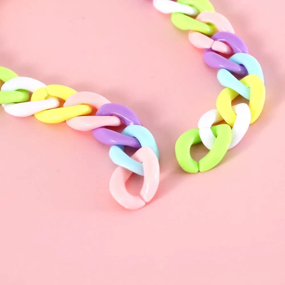 Macaron candy coloured plastic pet collar with chain design for cats, dogs and rabbits