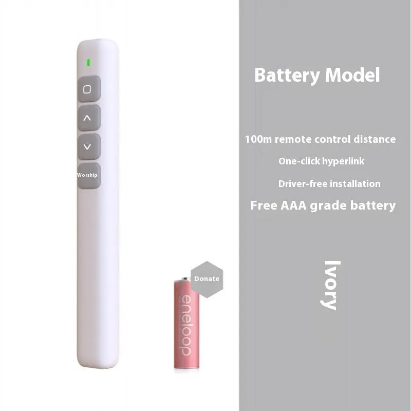 Remote control presentation pen for whiteboard and PowerPoint control in ABS plastic with multiple colour options