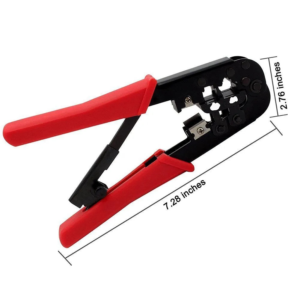 High carbon steel crimping tool with 40Cr cutter head, round mouth, and red flame retardant PC and PVC handle for cable.