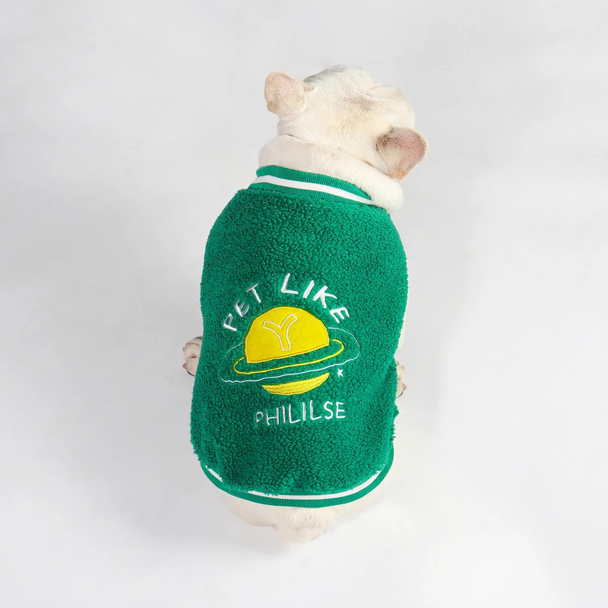 Green fleece-lined cotton dog coat for winter weather in large sizes