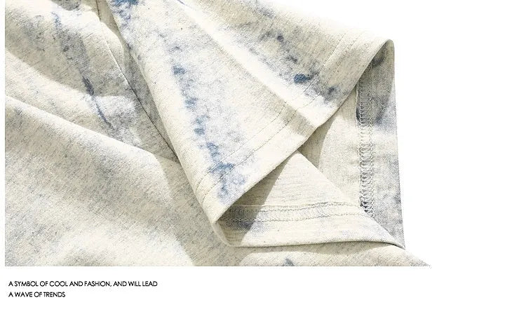 Grey tie dye printed short sleeve T-shirt with loose fit and round neck collar