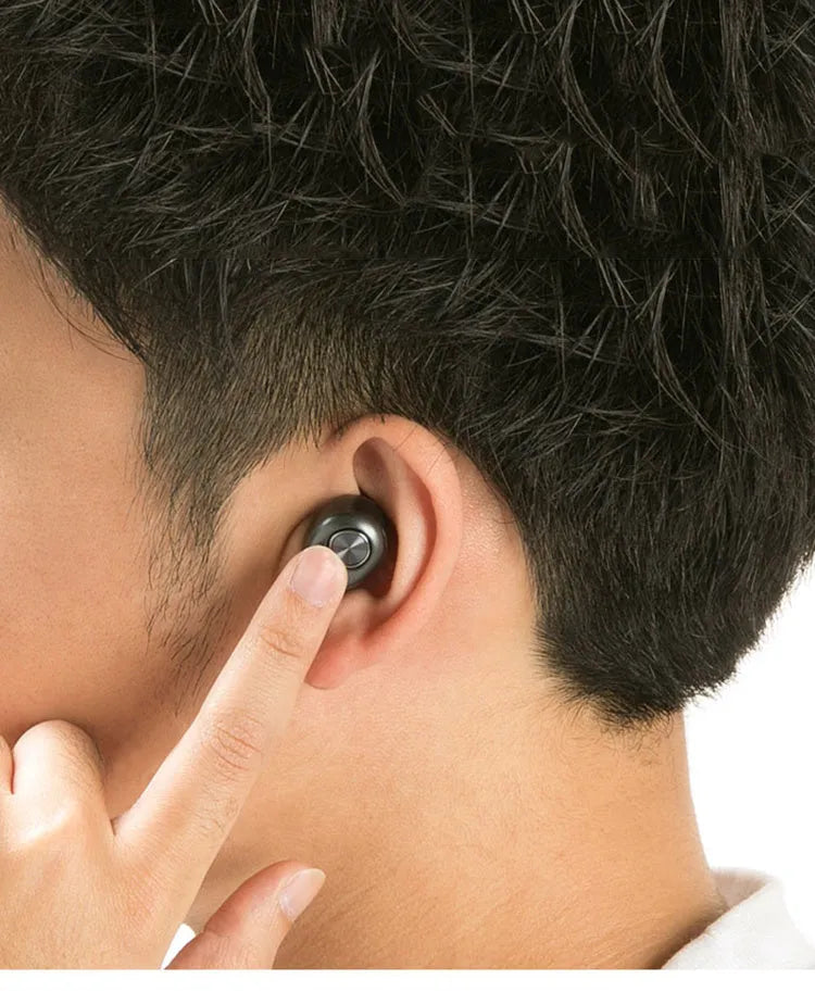 Wireless Bluetooth headset in black with Bluetooth connectivity for calls