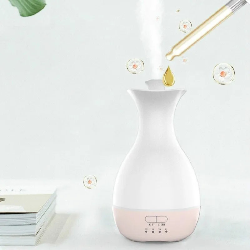 White ultrasonic aromatherapy diffuser with colourful night light and 200ml water tank