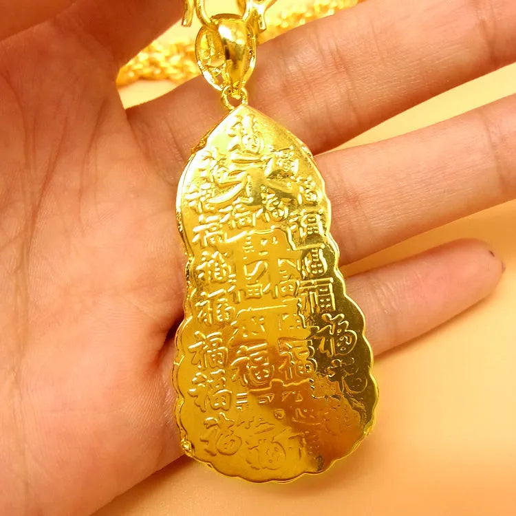 Hemp rope gold necklace with geometric copper pendant for men