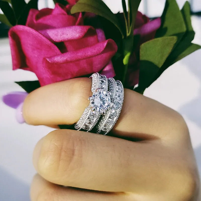 Silver wedding ring for women, classic silver tone band, available in sizes 5 to 10